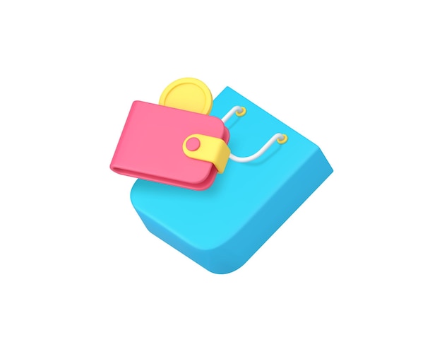 Pago de compras compra de bienes pago en efectivo icono 3d ilustración vectorial realista
