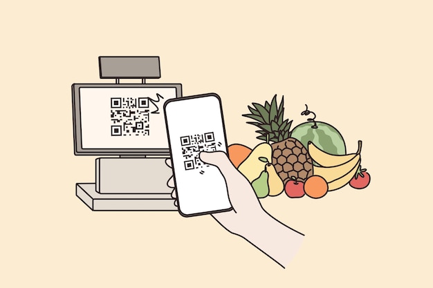 Pago sin contacto con concepto de código qr