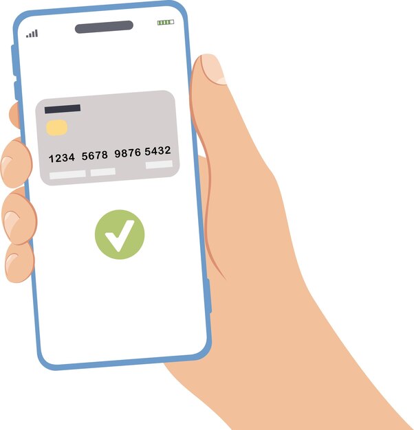 Pago sin contacto por teléfono inteligente Ilustración vectorial dibujada a mano