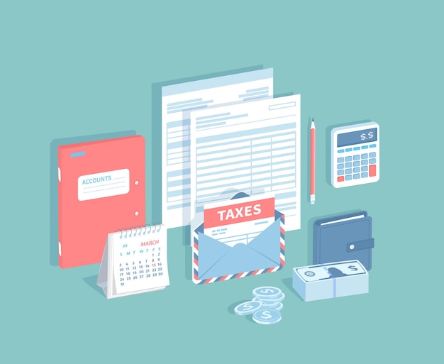 Pago de cuentas e impuestos Rellenado y cálculo del formulario de impuestos Documentos sobre el papel de impuestos