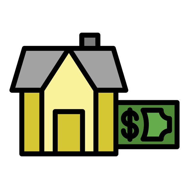 Pago de icono de vivienda hipotecaria Contorno pago de icono de vector de vivienda hipotecaria color plano aislado