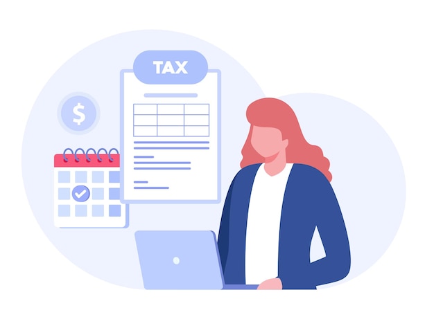 Pago de impuestos impuesto sobre la renta asesor fiscal empresarial documento financiero y contable ingresos fiscales banner vectorial plano para el sitio web de la página de destino
