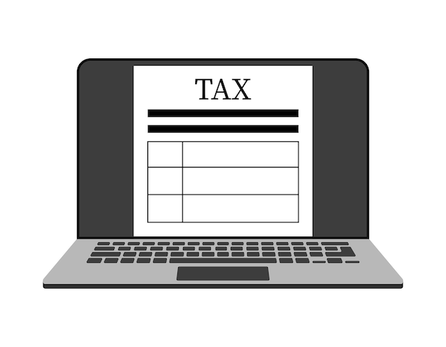 Pago de impuestos en línea Cálculo del impuesto sobre la renta en una computadora portátil