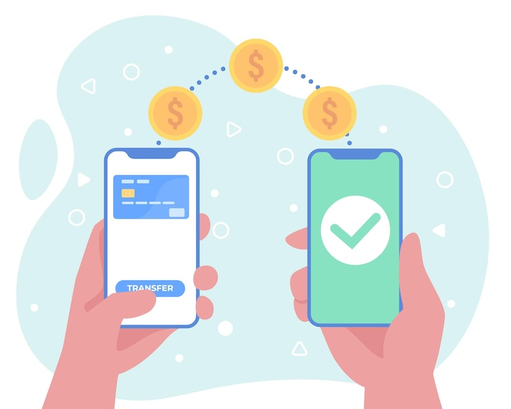 Vector pago en línea y concepto de factura digital aplicación de banca móvil y pago con tarjeta de crédito concepto de pago móvil o transferencia de dinero