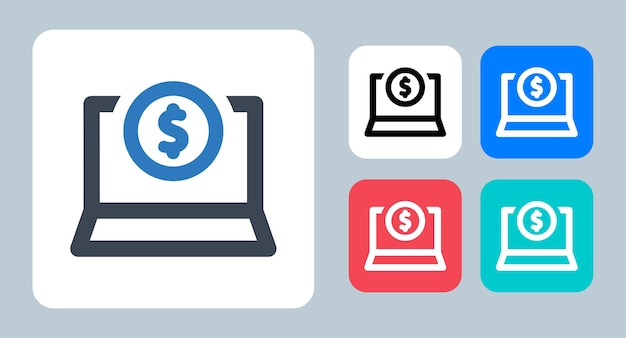 Pago en línea icono vector ilustración línea contorno iconos