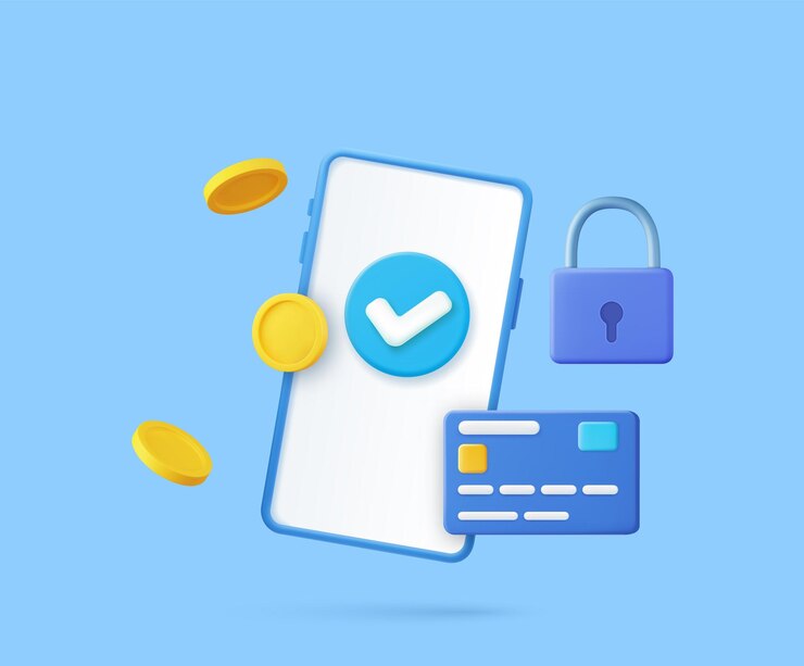 Vector pago móvil 3d