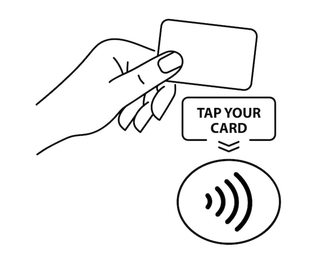 Pago NFC. Icono de pago sin contacto. Signo de pago inalámbrico NFC sin contacto. Toque para pagar concepto - vector de señal.