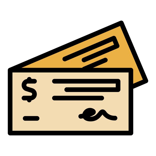 Pago papel icono contorno vector trabajo pasivo sueño feliz color plano
