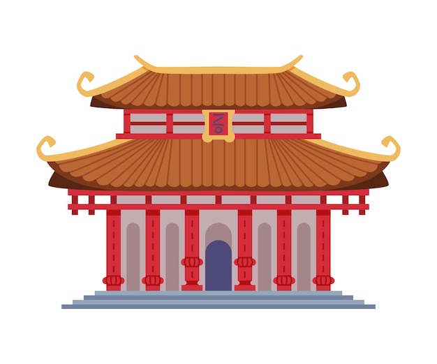 Pagoda como torre de niveles china con múltiples aleros e ilustración vectorial de edificio tradicional