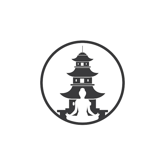 Pagoda, edificio, icono, vector, ilustración