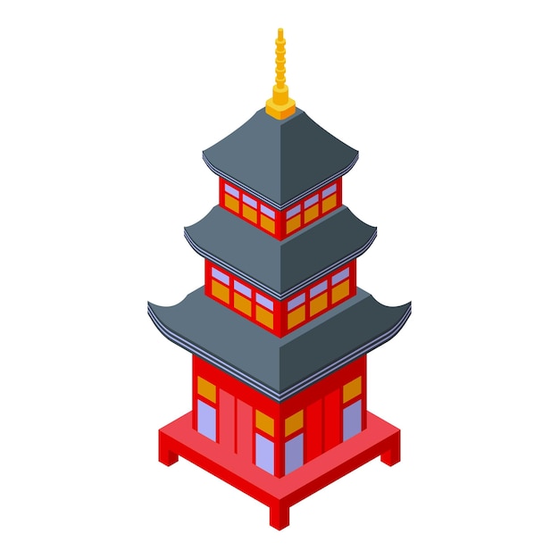 Pagoda palacio icono vector isométrico edificio asiático templo de la ciudad