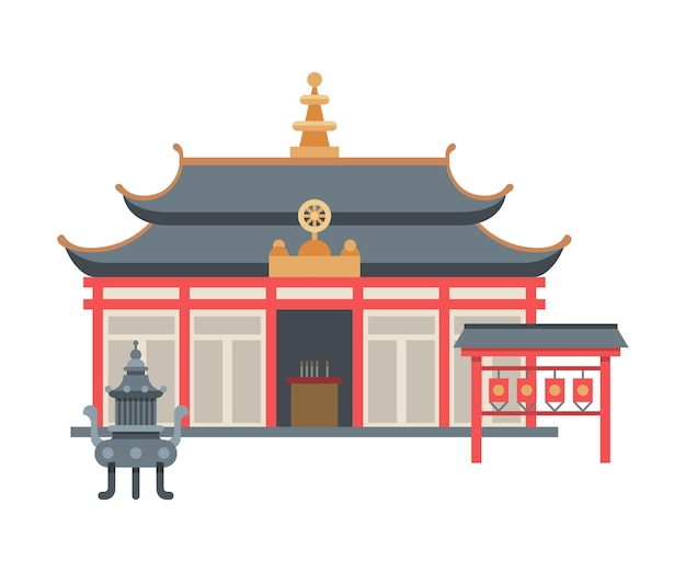 Pagoda tradicional asiática Edificio religioso Templo budista Ilustración vectorial
