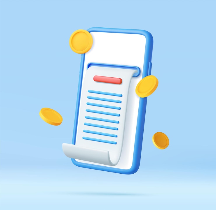 Vector pague dinero en 3d con el concepto de facturación bancaria por teléfono móvil, seguridad financiera para compras en línea, pago en línea, representación 3d, ilustración vectorial
