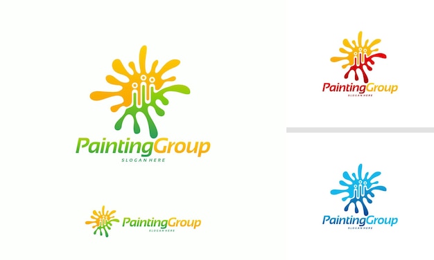 Painting Group logo diseña vector de concepto, diseños de logo de tinta, plantilla de logo de pintura fresca