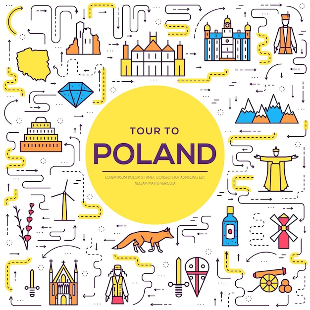 País delgada línea polonia guía de vacaciones de viaje