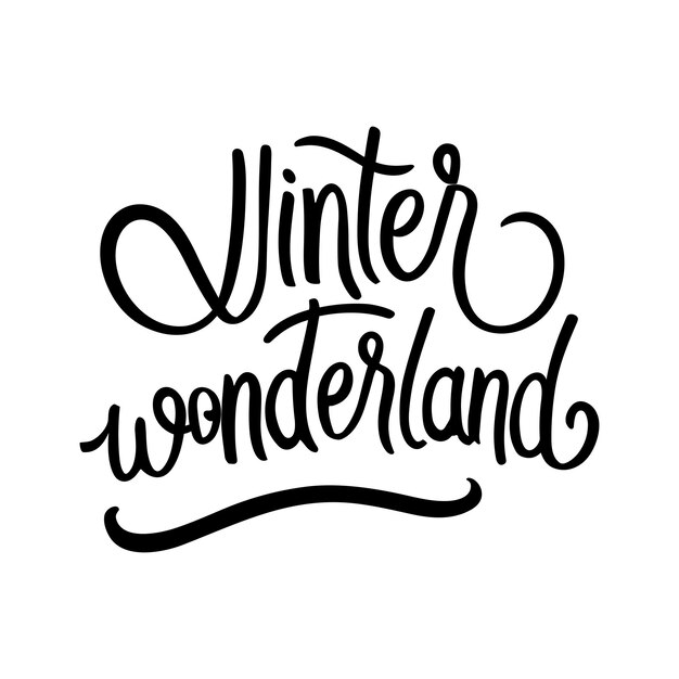 País de las Maravillas de Invierno letras a mano tipografía navideña cartel de diseño de camiseta