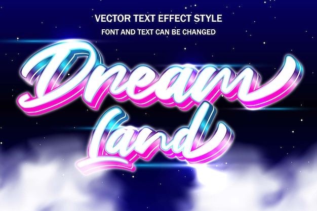 país de los sueños noche estrellas brillantes tipografía efecto de texto editable estilo de fuente plantilla diseño de fondo