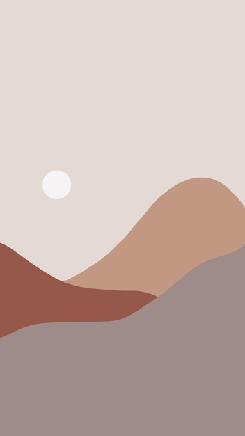 Vector paisaje abstracto fondo marrón con silueta de montaña ilustración vectorial editable