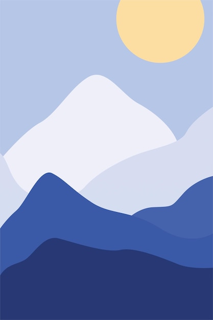 Paisaje abstracto imprimible arte de la pared montañas árboles imprimible decoración de la pared Boho paisaje cartel