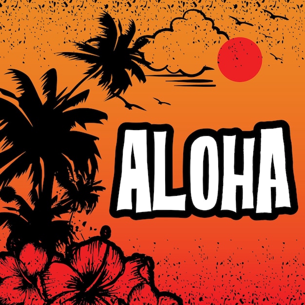 Vector el paisaje de aloha en hawai