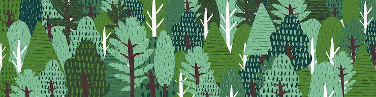 Vector paisaje con árboles en el bosque diseño de banner de textura de jardín de verano protección y preservación del medio ambiente día de la tierra patrón abstracto con naturaleza verde árbol ecológico