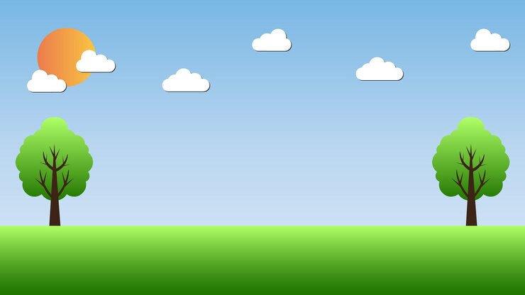 Vector paisaje de árboles y nubes con ilustración vectorial del amanecer