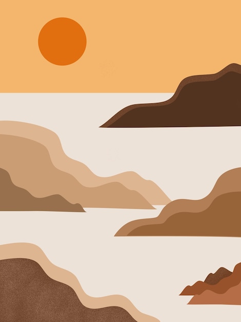 Vector paisaje del atardecer