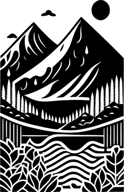 Vector paisaje blanco y negro