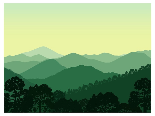 Paisaje boscoso Panorama de montañas verdes