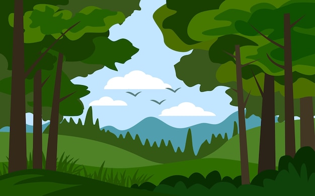 Paisaje de bosque de diseño plano