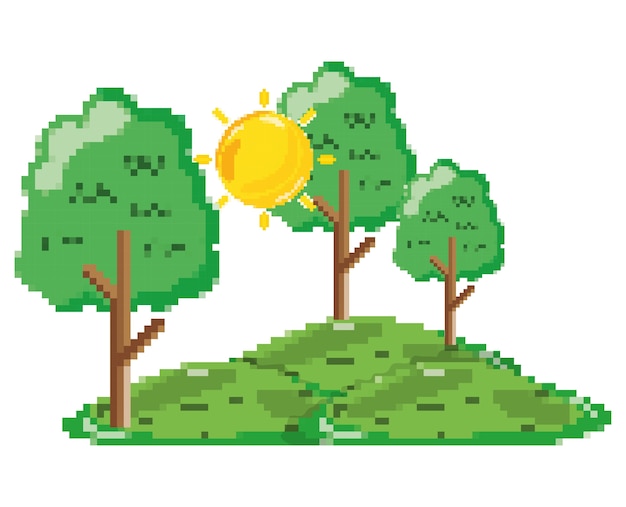 Paisaje del bosque pixelado