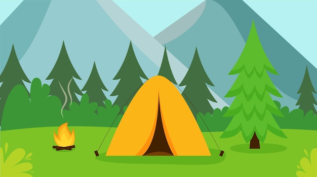 Vector paisaje de camping