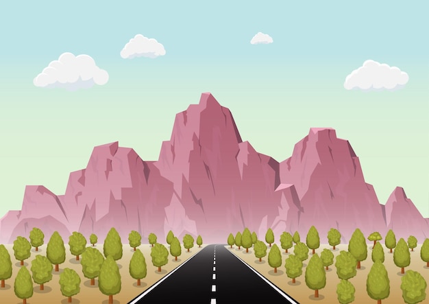Vector paisaje de carretera de montaña