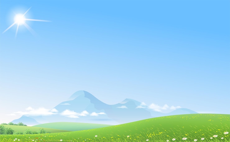 Vector paisaje cielo y colinas verdes hermoso paisaje