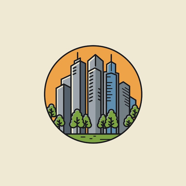 Paisaje de la ciudad al atardecer