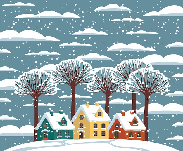 Paisaje ciudad invernal