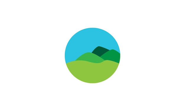 Paisaje colina verde círculo logotipo símbolo icono vector gráfico diseño ilustración