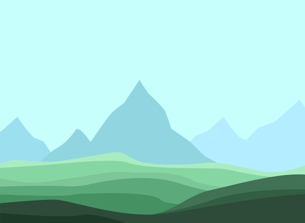 Paisaje de colinas y montañas en estilo plano Formas abstractas Ilustración vectorial