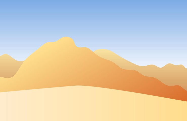 Vector paisaje de color vectorial con arena y montañas.