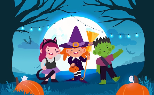 paisaje con copia de niños