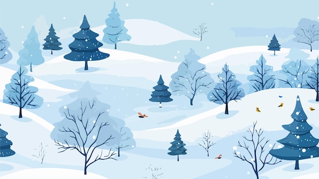 un paisaje cubierto de nieve con árboles y un coche rojo