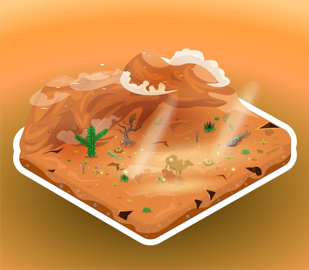 Vector paisaje desierto isométrico ilustración vector desierto isométrico