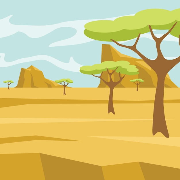 Vector paisaje desierto seco fondo aislado