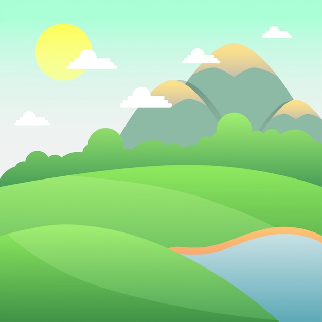 Vector paisaje de día soleado