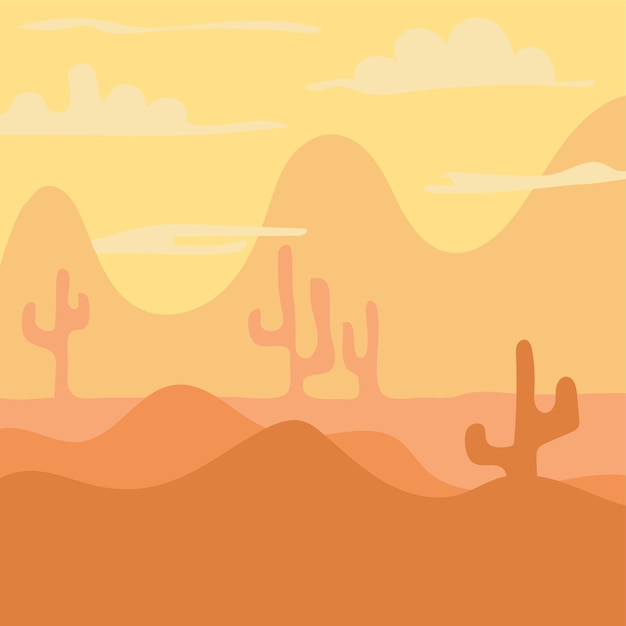 Vector paisaje de dibujos animados para el diseño de juegos, fondo de naturaleza suave -desierto