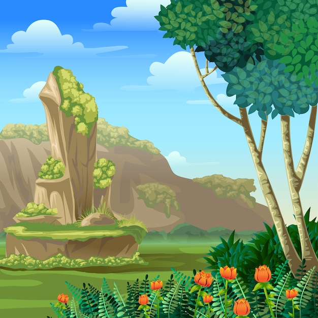 Vector paisaje de dibujos animados