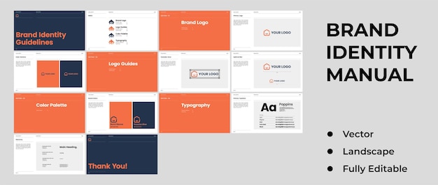 Paisaje de directrices de marca minimalista y simple