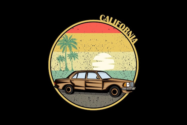 Paisaje de diseño retro de coche de california