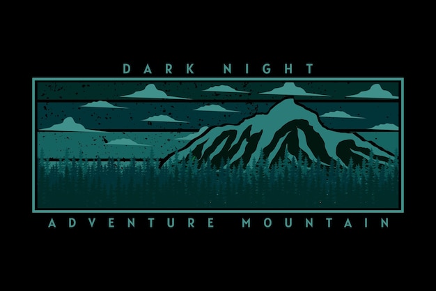 Paisaje de diseño retro de montaña de aventura