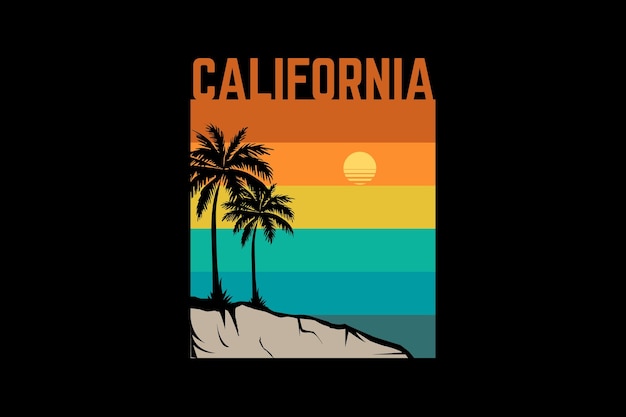 Paisaje de diseño retro de la playa de California